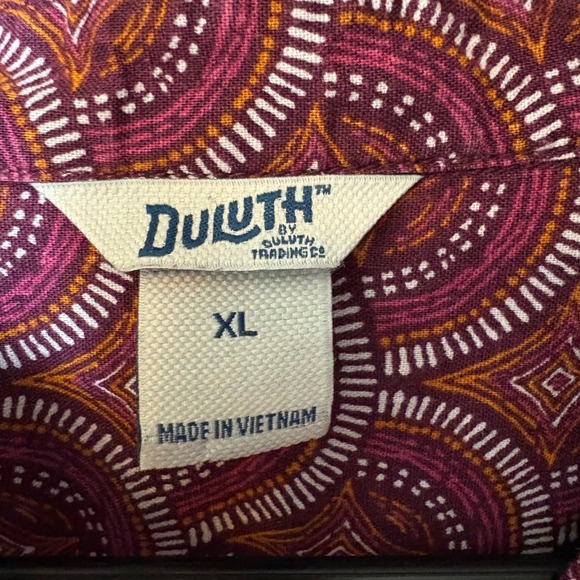 Duluth Trading Co Womens XL Hemp Organic Cotton Button Down Shirt Geo Print - Picture 5 of 6